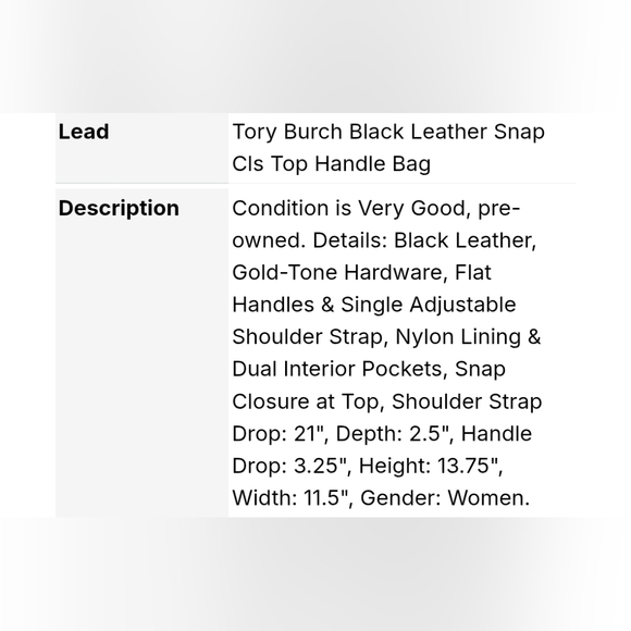 Tory Burch Black Leather Bag with Gold Details - Picture 16 of 16